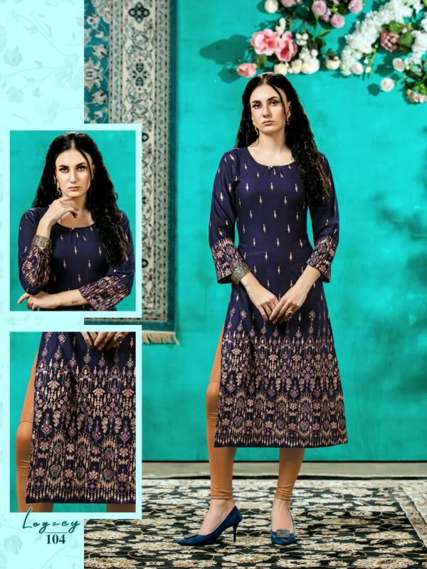 Legacy Fancy Rayon Gold Print Kurti